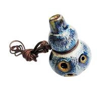 Ocarina de 6 agujeros C, pequeño instrumento de calabaza de cerámica con cordón para lecciones de introducción y entrada de viaje, instrumento de viento de cerámica de ocarina, instrumento de viento