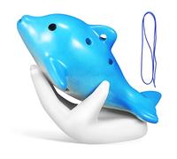 Ocarina de 6 Agujeros en Forma de Mamífero Marino de Cerámica | Soporte de Mano, Cordón y Cancionero en Inglés, Acabado Esmaltado y Formato de Conjunto