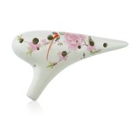 Ocarina de cer mica de 12 agujeros con dise o ""El p jaro ama la flor"" pintado a mano