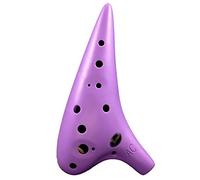 Ocarina de cerámica cocida, Ocarina con patrón, Alto C (AC) de 12 agujeros for principiantes, plástico anticaída, los estudiantes practican instrumentos de viento de estilo submarino,(Purple)