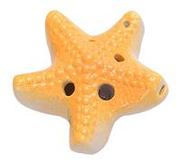 Ocarina de cerámica cocida, Ocarina con patrón, Instrumento creativo y exquisito con forma de estrella de mar, flauta alto en do de 6 agujeros for practicar, adorno/regalo de cumpleaños(Orange)