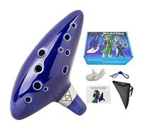 Ocarina de cerámica de 12 agujeros, instrumento musical de flauta de la leyenda de la ocarina, instrumento de flauta nativa para adultos y música para principiantes (color: azul)
