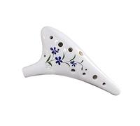 Ocarina de cerámica de cabeza redonda de 12 agujeros, instrumento musical pintado a mano con cordón, bolsa para amantes de la música y aprendices