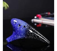 Ocarina de cerámica, instrumento de ocarina, Mini ocarina 12 agujeros Ocarina de cerámica profesional Tono Alto C Flauta clásica Instrumentos musicales Ocarina colorida (Color: Rosa-púrpura) (Color: B