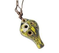 Ocarina de cerámica pintada para uso principiante, instrumento de práctica de 6 agujeros afinados en C con cordón para el cuello para lecciones, flauta de ocarina, instrumento de viento de cerámica