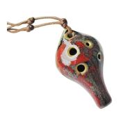Ocarina de cerámica pintada para uso principiante, instrumento de práctica de 6 agujeros afinados en C con cordón para el cuello para lecciones, flauta de ocarina, instrumento de viento de cerámica