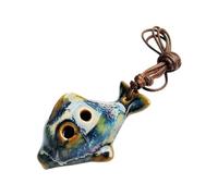 Ocarina de cerámica tradicional china con 6 agujeros, fácil de tocar, instrumento de viento portátil con cuerda de cera, ocarina de cerámica hecha a mano