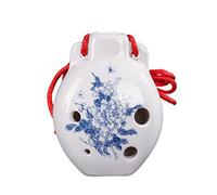 Ocarina de estudiante Ocarina de 6 hoyos SC tono C de tono alto azul y blanco Ocarina mini ocarina con partituras (Color: 6)