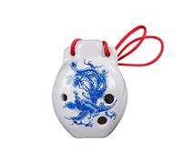 Ocarina de estudiante Ocarina de 6 hoyos SC tono C de tono alto azul y blanco Ocarina mini ocarina con partitura (Color: 1)