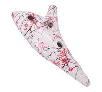 Ocarina de resina de 12 agujeros, instrumento de viento alto C con correa de bolsa de transporte y cancionero para principiantes, estudiantes, músicos, blanco, marrón claro, azul, marrón (flor)