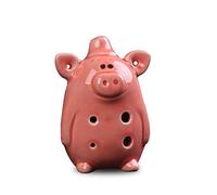 Ocarina en forma de cerdito, instrumento musical de ocarina de boca corta no sintonizable de 6 orificios con bolsa de protección con cordón, instrumento de ocarina (4)