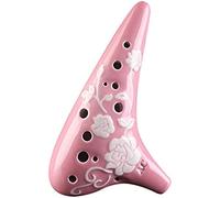 Ocarina idílica en forma de submarino con relieve de rosa, instrumento de flauta alto C de 12 orificios para principiantes, obra de arte, bolsa de tela + bastoncillo de limpieza + protector
