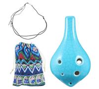 Ocarina Instrument Hole Music C Alto Principiantes Mini Hoja de Regalo de Cumpleaños de Cerámica Azul Ocarinas Introductorias (Color : Blue Short)