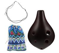 Ocarina Instrument Hole Music C Alto Principiantes Mini Hoja de Regalo de Cumpleaños de Cerámica Azul Ocarinas Introductorias (Color : Coffee Short)