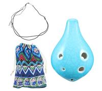 Ocarina Instrument Hole Music C Alto Principiantes Mini Hoja de Regalo de Cumpleaños de Cerámica Azul Ocarinas Introductorias (Color : Blue Long)