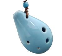ocarina instrumento Mini Ocarina Collar 6 Agujeros SC Tono Alto C Cerámica Adulto Principiante Regalo Azul Cielo