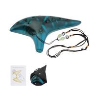 ocarina instrumento Ocarina De Cerámica De 12 Agujeros Alto ToneC Con Cancionero Cordón Para El Cuello Bolsa De Transporte Instrumento Para Principiantes(Blue)