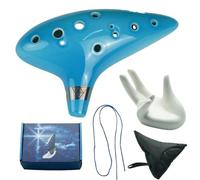 Ocarina instrumento Ocarina De Cerámica De 12 Notas En Do Alto Con Cancionero Cuerdas De Mástil Y Estuche De Transporte(Sky blue with box)