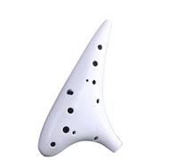 Ocarina instrumento Ocarina De Resina De 12 Agujeros Con Llave En C Alto De Plástico Con Material Didáctico De Rendimiento Profesional(White+teaching materials+bag)