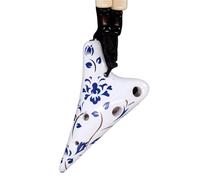 Ocarina Mini Ocarina SSF Con Horno Que Cambia De Color Ahumada Agrietada Tono Súper Alto Flauta Con Llave F(Blue and white)