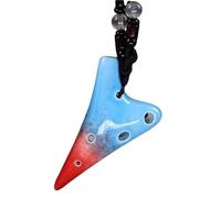 Ocarina Mini Ocarina SSF Con Horno Que Cambia De Color Ahumada Agrietada Tono Súper Alto Flauta Con Llave F(Blue red)