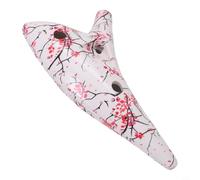 Ocarina musical de resina de 12 agujeros en tono alto A C con hielo agrietado, equipada con bolsa de transporte y folleto de instrucciones para una fácil práctica (flor)