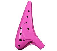 Ocarina, Ocarina anticaída de plástico Alto C 12 hoyos, los principiantes practican tocar un instrumento flauta en forma submarino(Pink)