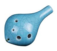 Ocarina, Ocarina de arcilla agrietada Alto C 6 agujeros, principiante for aprender instrumentos viento creativos en forma botella(Blue)