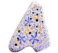 Ocarina, Ocarina de arcilla azul y blanca 3 tubos, alto en Do/Sol, pintada a mano, for instrumentos viento amplio rango(AC)