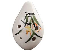 Ocarina, Ocarina de cerámica SC 6 agujeros con flores pintadas vintage, flauta redonda creativa forma gota for principiantes(Orchid)
