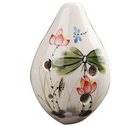 ocarina， Ocarina de cerámica SC de 6 agujeros con flores pintadas vintage, adornos exquisitos(Lotus B)