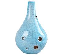 Ocarina, Ocarina de terracota Alto C 6 agujeros con forma jarrón creativo, instrumento viento for principiantes esmaltado a mano agrietado(Blue)