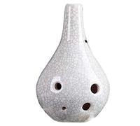 ocarina， Ocarina de terracota en forma de jarrón creativo de 6 agujeros en do alto(White)