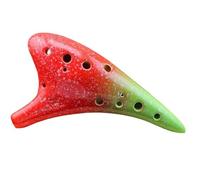 Ocarina para adultos Ocarina De Cerámica De 12 Agujeros Instrumento Musical En Alto C Con Cordón Y Bolsa Protectora Para Partituras Musicales(Chinese Red)