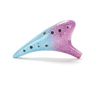 ocarina para principiantes Ocarina Alto C de cerámica de 12 agujeros instrumento multicolor de estilo cielo estrellado con cordón bolsa protectora para partituras(Color:3/4)