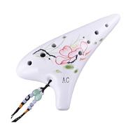 ocarina para principiantes Ocarina de cabeza redonda con un conjunto completo de accesorios flauta de rendimiento con llave alto C de 12 orificios(Style 1)