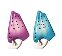 ocarina para principiantes Ocarina de cerámica de 3 tubos AC degradado púrpura azul Ocarina flauta musical llave Alto C(Color:2)
