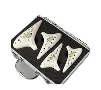 ocarina para principiantes Ocarina profesional con caja de aluminio instrumento de 12 agujeros alto agudos AC SF SG SC juego de ocarina de cerámica de 4 piezas(Color:2)