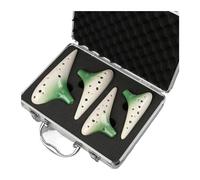 ocarina para principiantes Ocarina profesional de cerámica de 12 agujeros Alto Treble AC SF SG SC de 4 piezas con instrumento de caja de aluminio(Color:3)