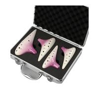 ocarina para principiantes Ocarina profesional de cerámica de 12 agujeros Alto Treble AC SF SG SC de 4 piezas con instrumento de caja de aluminio(Color:3/4)