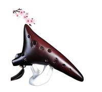 Ocarina Popular modelo de cerámica ahumada con mejor calidad de sonido ocarina de 12 hoyos para principiantes tecla alto C(Color:Red)
