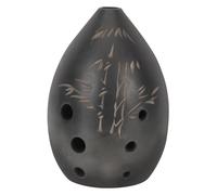 Ocarina tradicional de cerámica de 8 agujeros hecha a mano de arcilla negra con sonido melodioso, instrumento de viento para entusiastas de la cultura, ocarina de arcilla negra