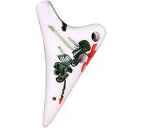 Ocarinas, Mini Ocarina de arcilla de tono súper alto F (SSF) de 6 orificios, patrón de flores pintado a mano creativo Instrumento musical en forma de submarino, regalos for niños/niñas(B)