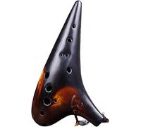 Ocarinas, Ocarina de arcilla ahumada natural Alto G (AG) de 12 hoyos, instrumento de viento nacional de estilo submarino retro creativo, una opción de regalo única, bolsa de tela + cordón + paño de li