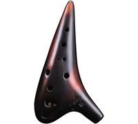 Ocarinas, Ocarina de cerámica, los principiantes tocan una ocarina Alto C de 12 hoyos, instrumento de flauta retro en forma de pistola, proceso de quemado ahumado natural, caja de regalo de embalaje +