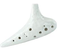 Ocarinas, Principiantes de 12 hoyos practican tocando Ocarina esmaltada agrietada, instrumentos de viento de arcilla en forma de submarino creativos, regalos for amantes de la música(White,SC)
