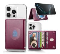 OCASE Portafolio Magnético con 5 Ranuras para Tarjetas: Bloqueo RFID, Cuero Sintético para iPhone Series 16/15/14/13/12 (Excluye Series Mini) y Compatible con MagSafe - Rojo Oscuro