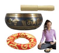 Ocastuted Meditation Singing Bowl, Tibetan Singing Bowl,Copa de curación de sonido de olla de oración con barra de madera | Instrumentos de baño de sonido accesorios de meditación multipropósito para