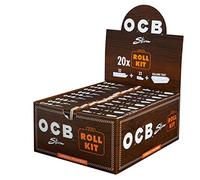 OCB 18655 RollKit-KS Slim Unbleached Virgin Paper Rolling Tray-20 - Juego de 20 cuadernos de papel y 32 papeles