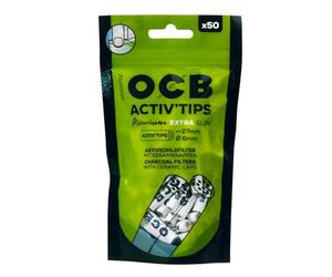 OCB Activ'Tips Extra Slim - Filtro de carbón activo de 6 mm con tapas de cerámica, 50 filtros por bolsa, 5 bolsas (250 filtros)